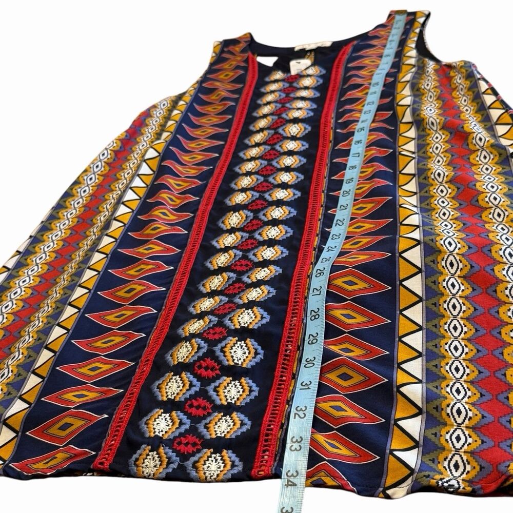 Tribal Print Tank Dress Women Large THML Boho Swing Festival Casual NWT Aztec - Picture 6 of 13